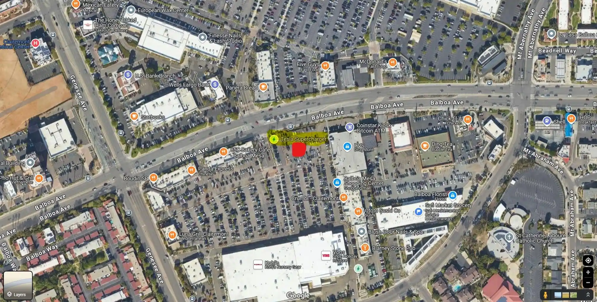 Clairemont pickup location map San Diego